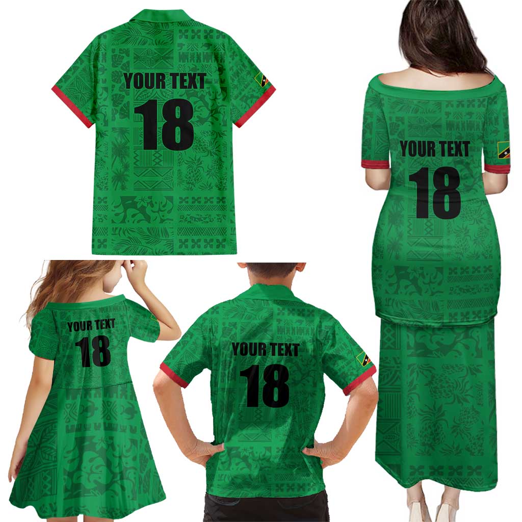 Custom Saint Kitts And Nevis Football Family Matching Puletasi and Hawaiian Shirt Sugar Boyz Green Version - Wonder Print Shop