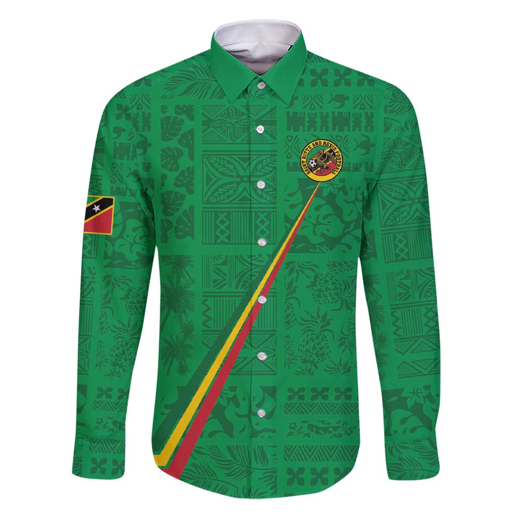 Custom Saint Kitts And Nevis Football Family Matching Short Sleeve Bodycon Dress and Hawaiian Shirt Sugar Boyz Green Version - Wonder Print Shop