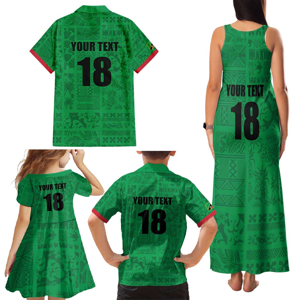 Custom Saint Kitts And Nevis Football Family Matching Tank Maxi Dress and Hawaiian Shirt Sugar Boyz Green Version - Wonder Print Shop