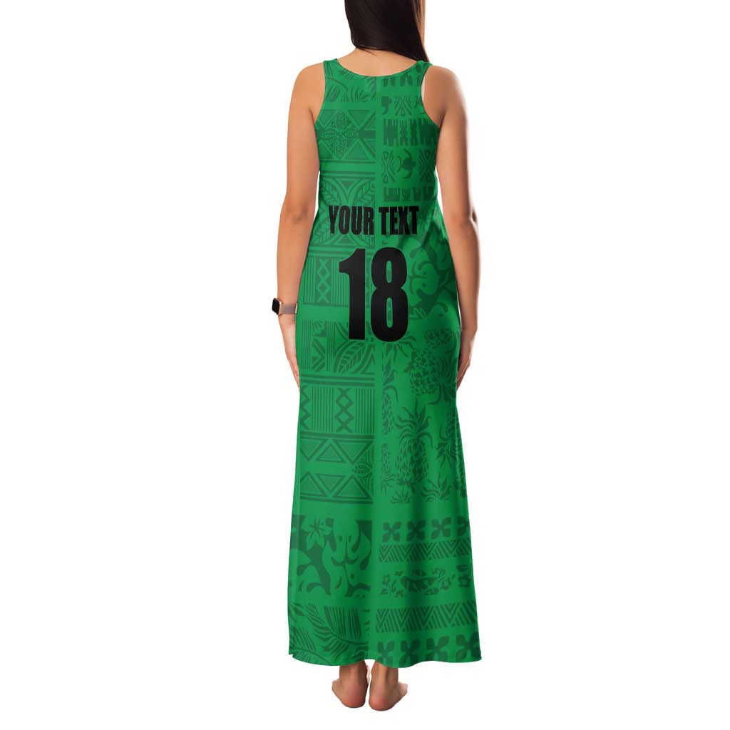 Custom Saint Kitts And Nevis Football Family Matching Tank Maxi Dress and Hawaiian Shirt Sugar Boyz Green Version - Wonder Print Shop