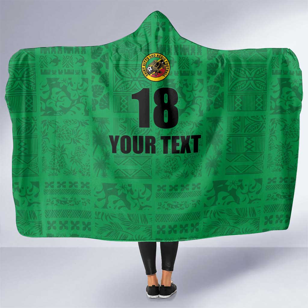 Custom Saint Kitts And Nevis Football Hooded Blanket Sugar Boyz Green Version - Wonder Print Shop