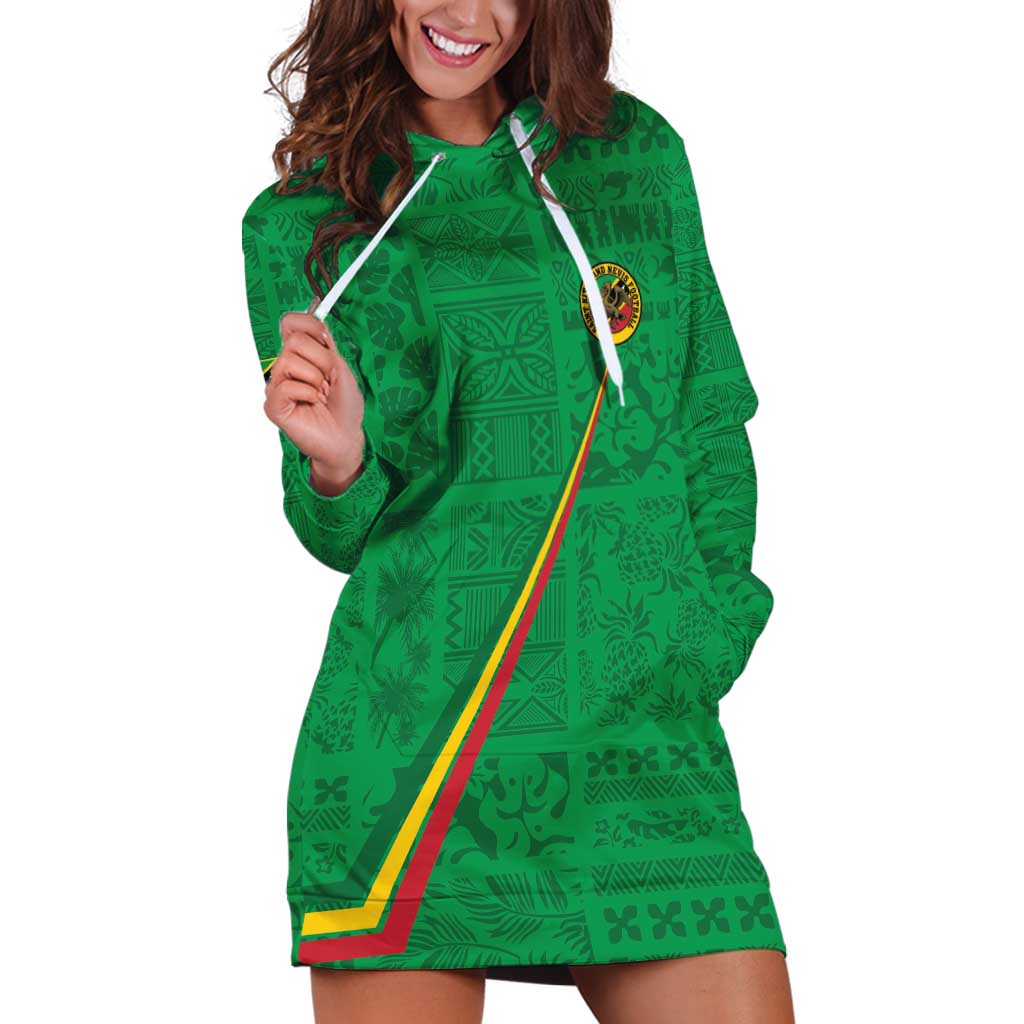 Custom Saint Kitts And Nevis Football Hoodie Dress Sugar Boyz Green Version - Wonder Print Shop