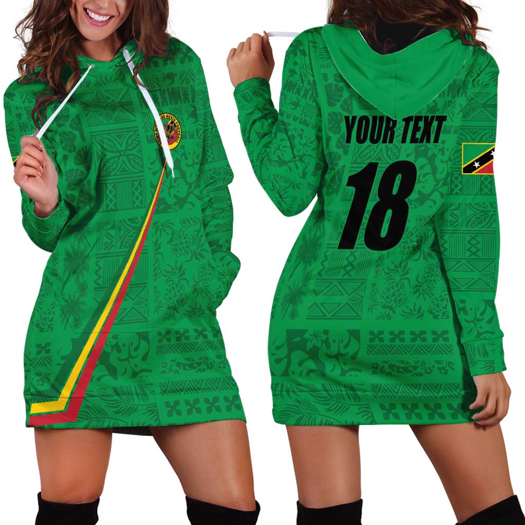 Custom Saint Kitts And Nevis Football Hoodie Dress Sugar Boyz Green Version - Wonder Print Shop