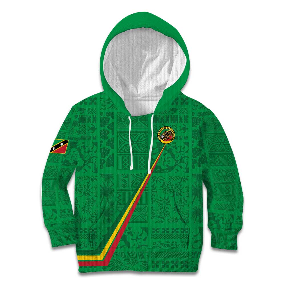 Custom Saint Kitts And Nevis Football Kid Hoodie Sugar Boyz Green Version - Wonder Print Shop