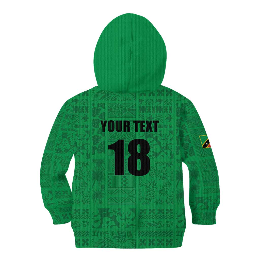 Custom Saint Kitts And Nevis Football Kid Hoodie Sugar Boyz Green Version - Wonder Print Shop