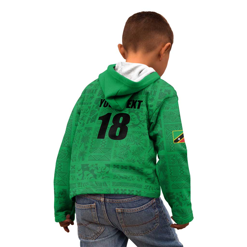 Custom Saint Kitts And Nevis Football Kid Hoodie Sugar Boyz Green Version - Wonder Print Shop