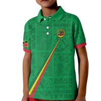 Custom Saint Kitts And Nevis Football Kid Polo Shirt Sugar Boyz Green Version - Wonder Print Shop