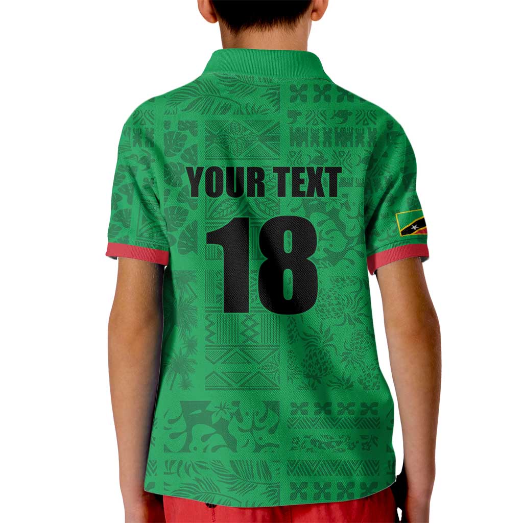 Custom Saint Kitts And Nevis Football Kid Polo Shirt Sugar Boyz Green Version - Wonder Print Shop