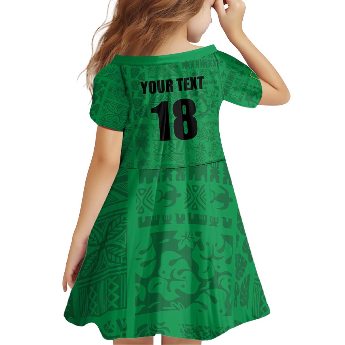 Custom Saint Kitts And Nevis Football Kid Short Sleeve Dress Sugar Boyz Green Version - Wonder Print Shop