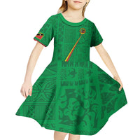 Custom Saint Kitts And Nevis Football Kid Short Sleeve Dress Sugar Boyz Green Version - Wonder Print Shop