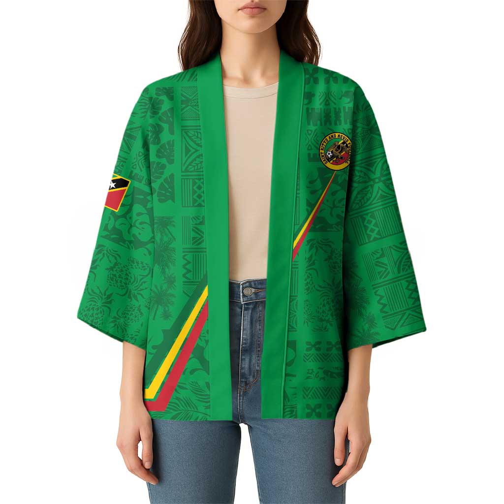Custom Saint Kitts And Nevis Football Kimono Sugar Boyz Green Version - Wonder Print Shop