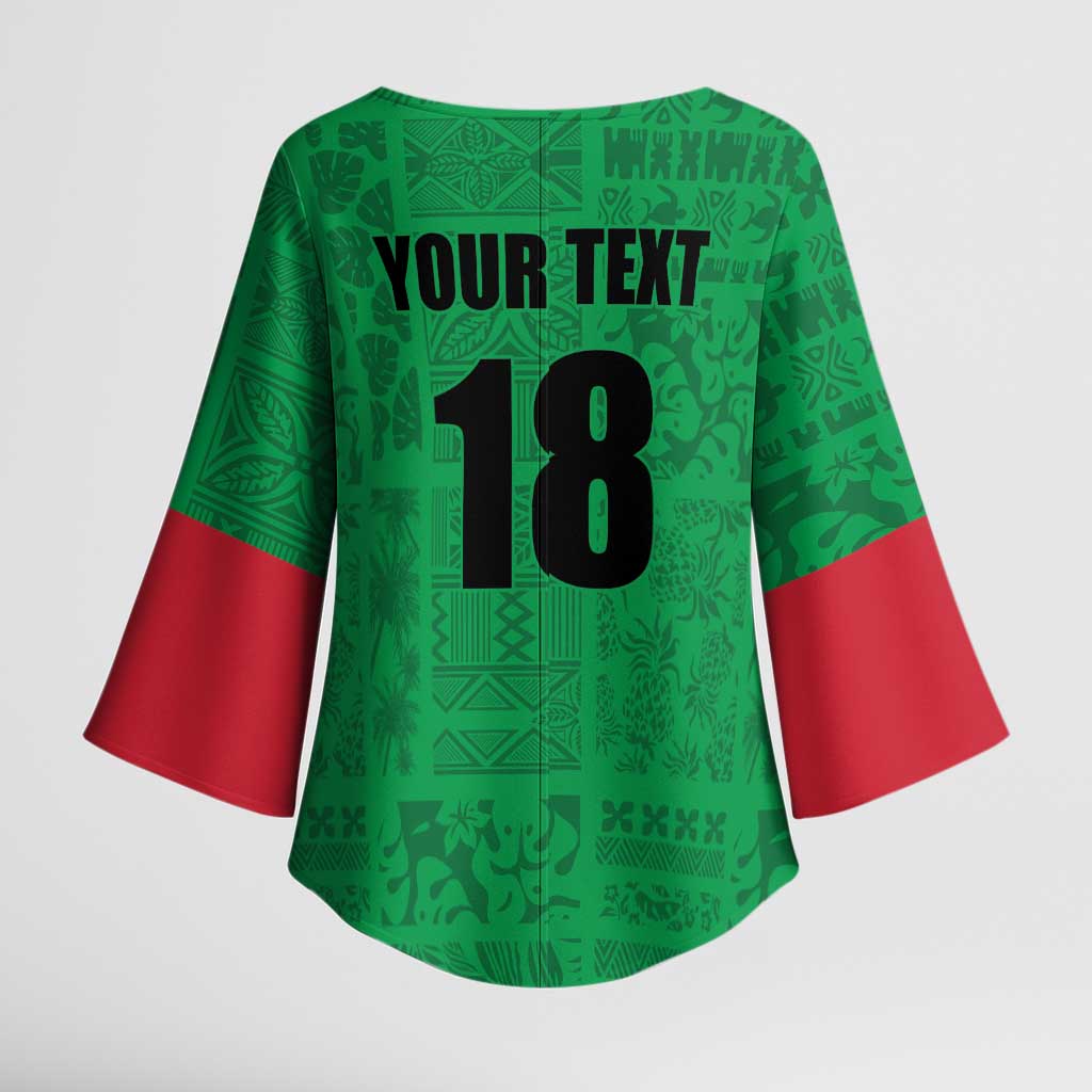 Custom Saint Kitts And Nevis Football Kimono Sleeve Blouse Sugar Boyz Green Version - Wonder Print Shop