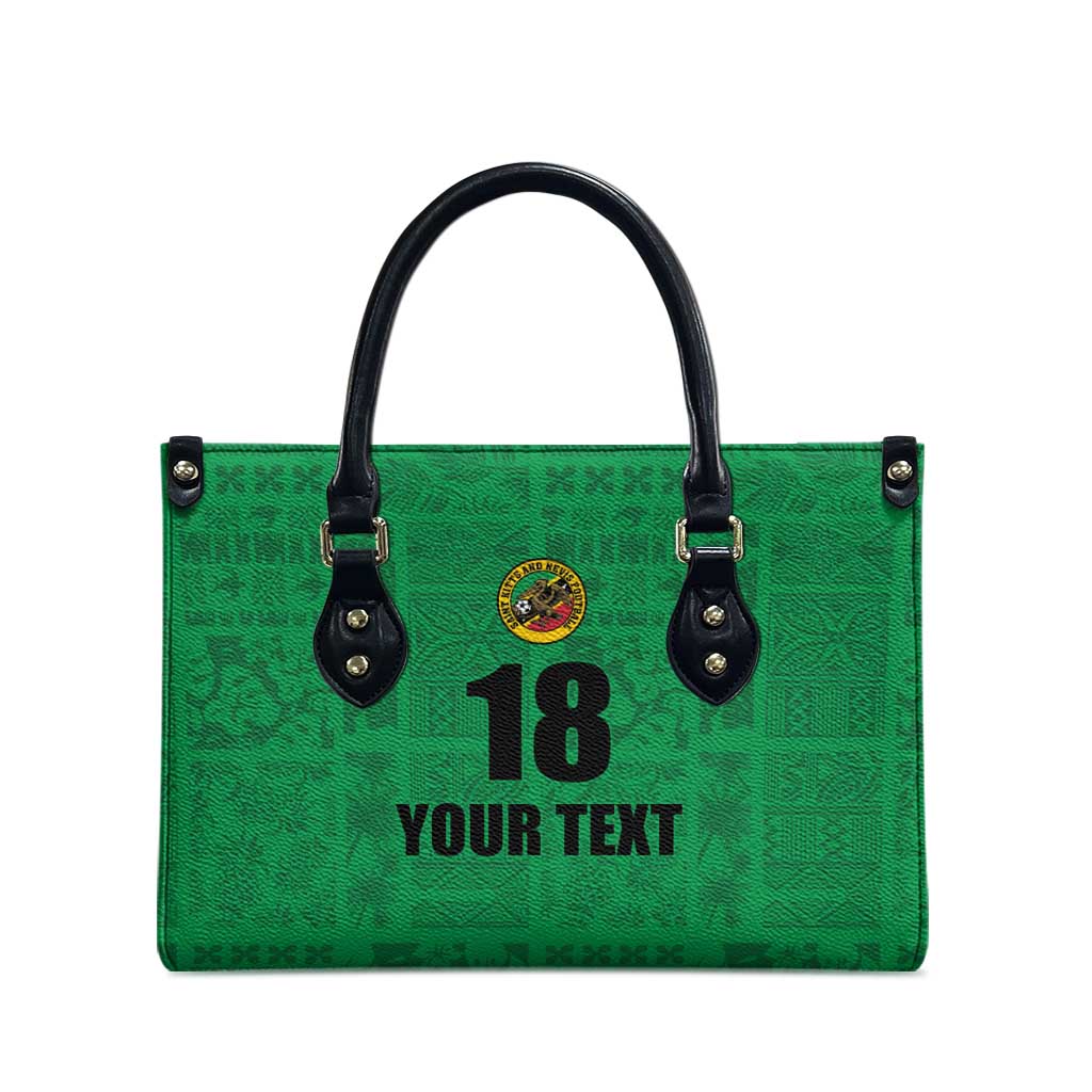 Custom Saint Kitts And Nevis Football Leather Bag Sugar Boyz Green Version - Wonder Print Shop