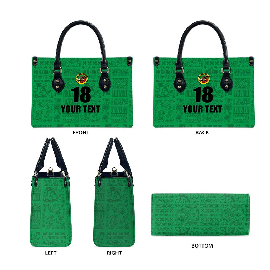 Custom Saint Kitts And Nevis Football Leather Bag Sugar Boyz Green Version - Wonder Print Shop