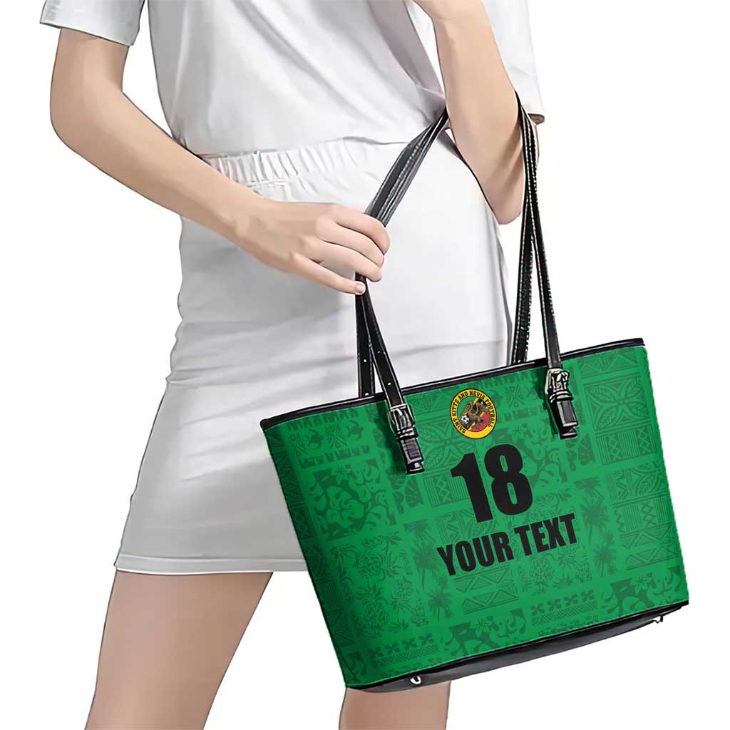 Custom Saint Kitts And Nevis Football Leather Tote Bag Sugar Boyz Green Version - Wonder Print Shop