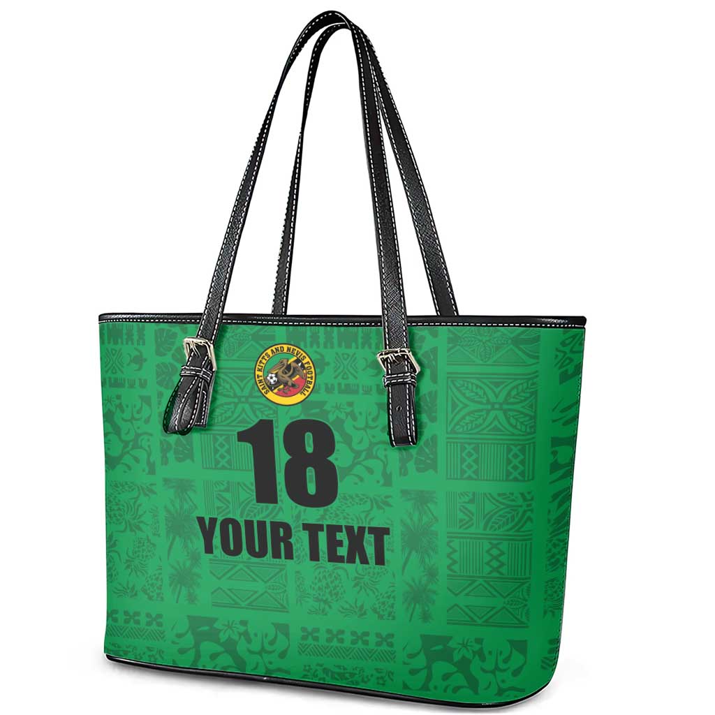Custom Saint Kitts And Nevis Football Leather Tote Bag Sugar Boyz Green Version - Wonder Print Shop