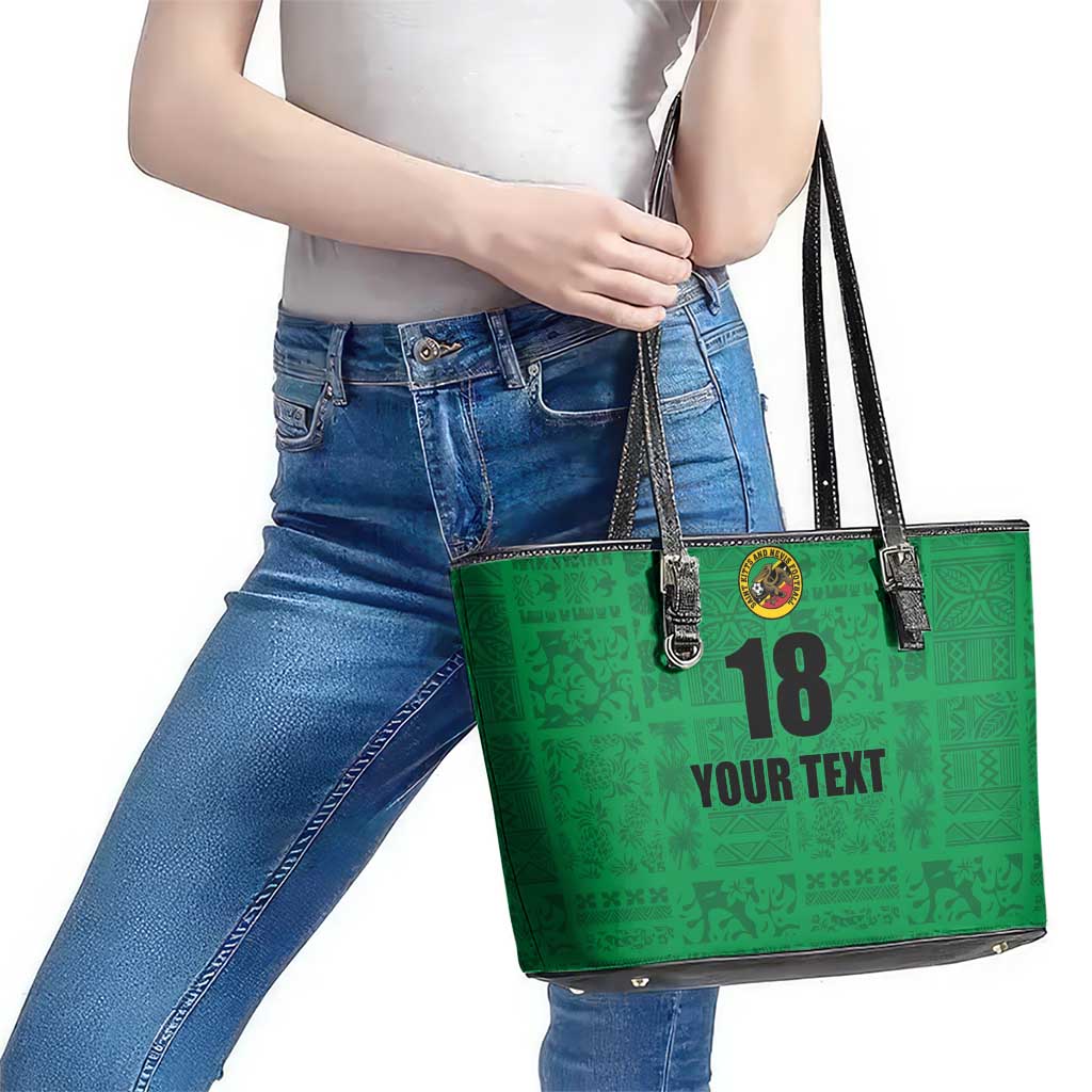 Custom Saint Kitts And Nevis Football Leather Tote Bag Sugar Boyz Green Version - Wonder Print Shop