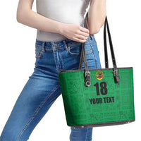 Custom Saint Kitts And Nevis Football Leather Tote Bag Sugar Boyz Green Version - Wonder Print Shop