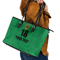 Custom Saint Kitts And Nevis Football Leather Tote Bag Sugar Boyz Green Version - Wonder Print Shop