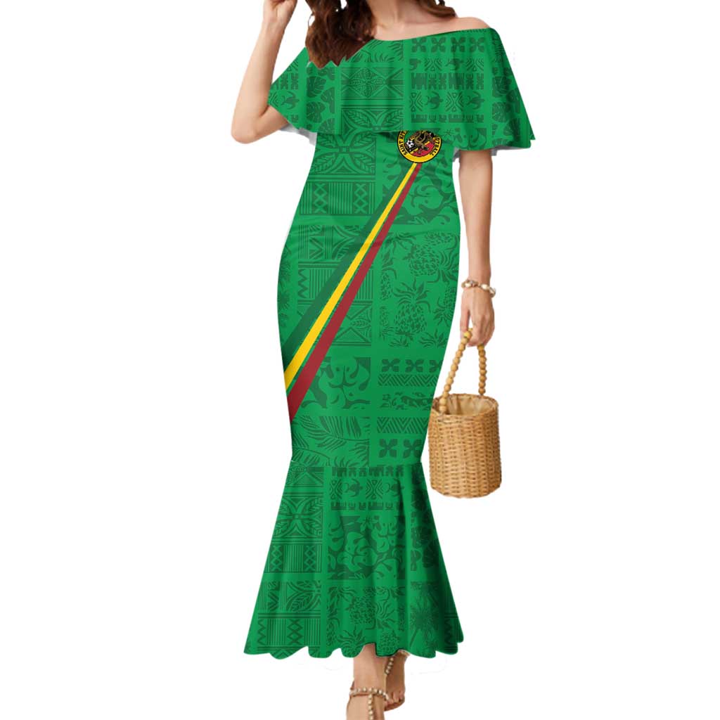 Custom Saint Kitts And Nevis Football Mermaid Dress Sugar Boyz Green Version - Wonder Print Shop