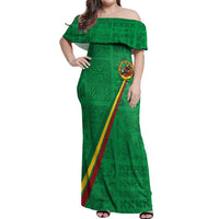 Custom Saint Kitts And Nevis Football Off Shoulder Maxi Dress Sugar Boyz Green Version - Wonder Print Shop