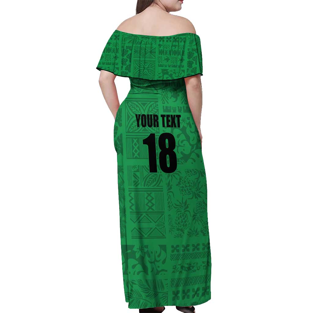 Custom Saint Kitts And Nevis Football Off Shoulder Maxi Dress Sugar Boyz Green Version - Wonder Print Shop