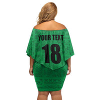 Custom Saint Kitts And Nevis Football Off Shoulder Short Dress Sugar Boyz Green Version - Wonder Print Shop