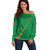 Custom Saint Kitts And Nevis Football Off Shoulder Sweater Sugar Boyz Green Version - Wonder Print Shop