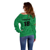 Custom Saint Kitts And Nevis Football Off Shoulder Sweater Sugar Boyz Green Version - Wonder Print Shop