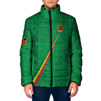 Custom Saint Kitts And Nevis Football Padded Jacket Sugar Boyz Green Version - Wonder Print Shop