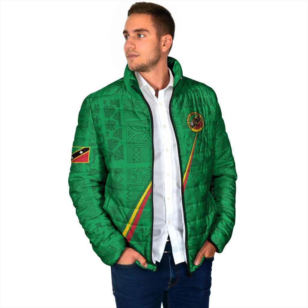 Custom Saint Kitts And Nevis Football Padded Jacket Sugar Boyz Green Version - Wonder Print Shop