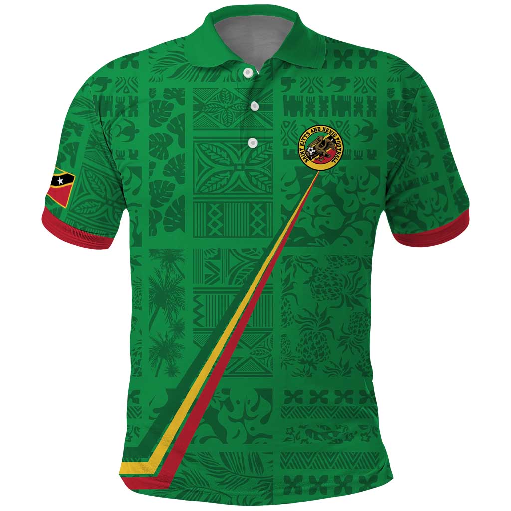 Custom Saint Kitts And Nevis Football Polo Shirt Sugar Boyz Green Version - Wonder Print Shop