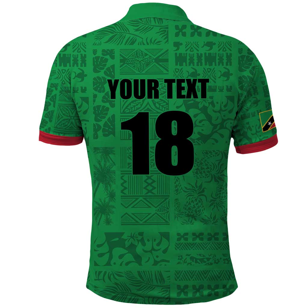 Custom Saint Kitts And Nevis Football Polo Shirt Sugar Boyz Green Version - Wonder Print Shop