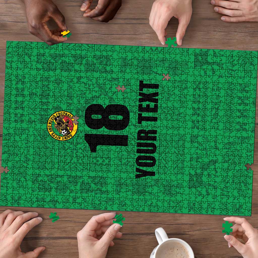 Custom Saint Kitts And Nevis Football Puzzle Sugar Boyz Green Version - Wonder Print Shop