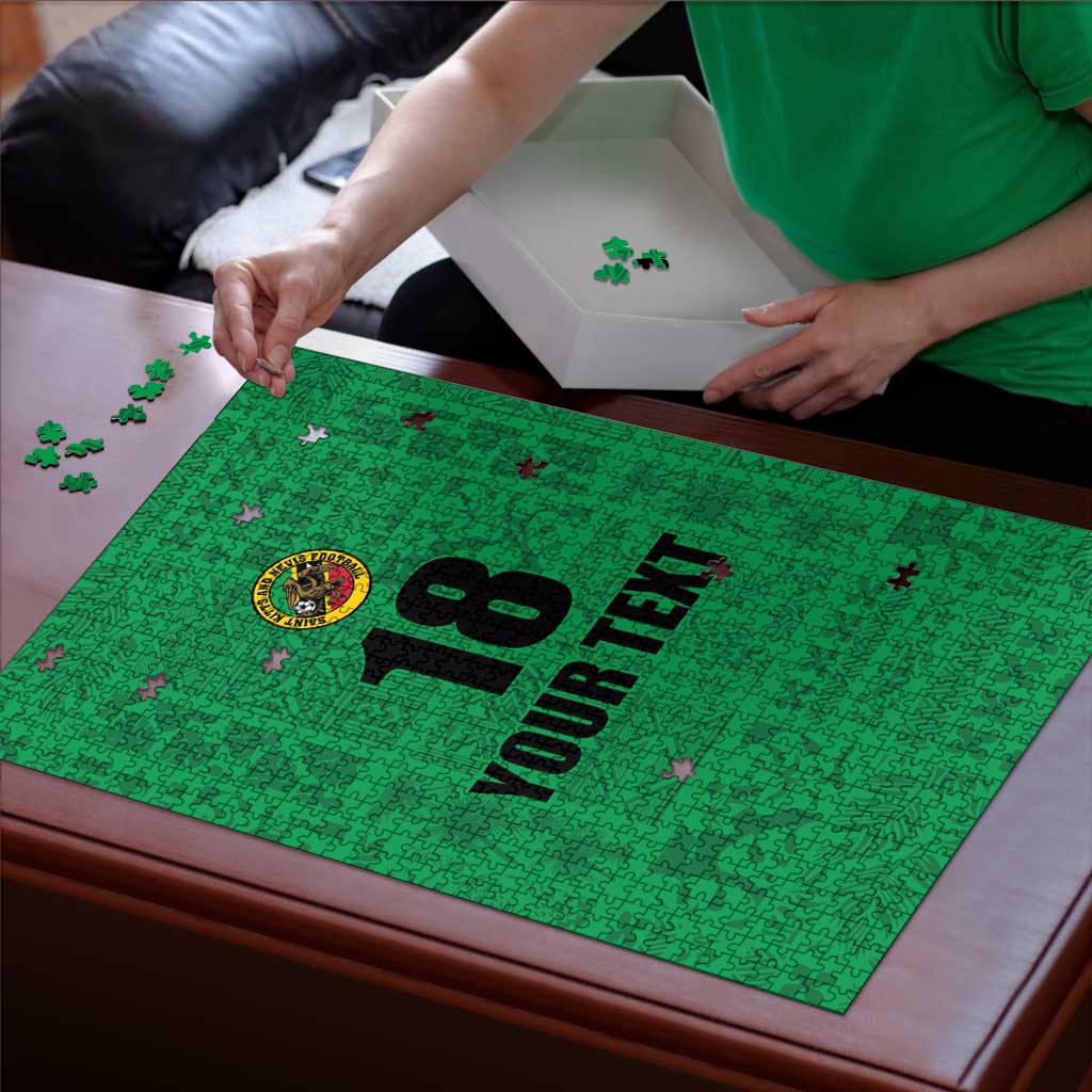 Custom Saint Kitts And Nevis Football Puzzle Sugar Boyz Green Version - Wonder Print Shop