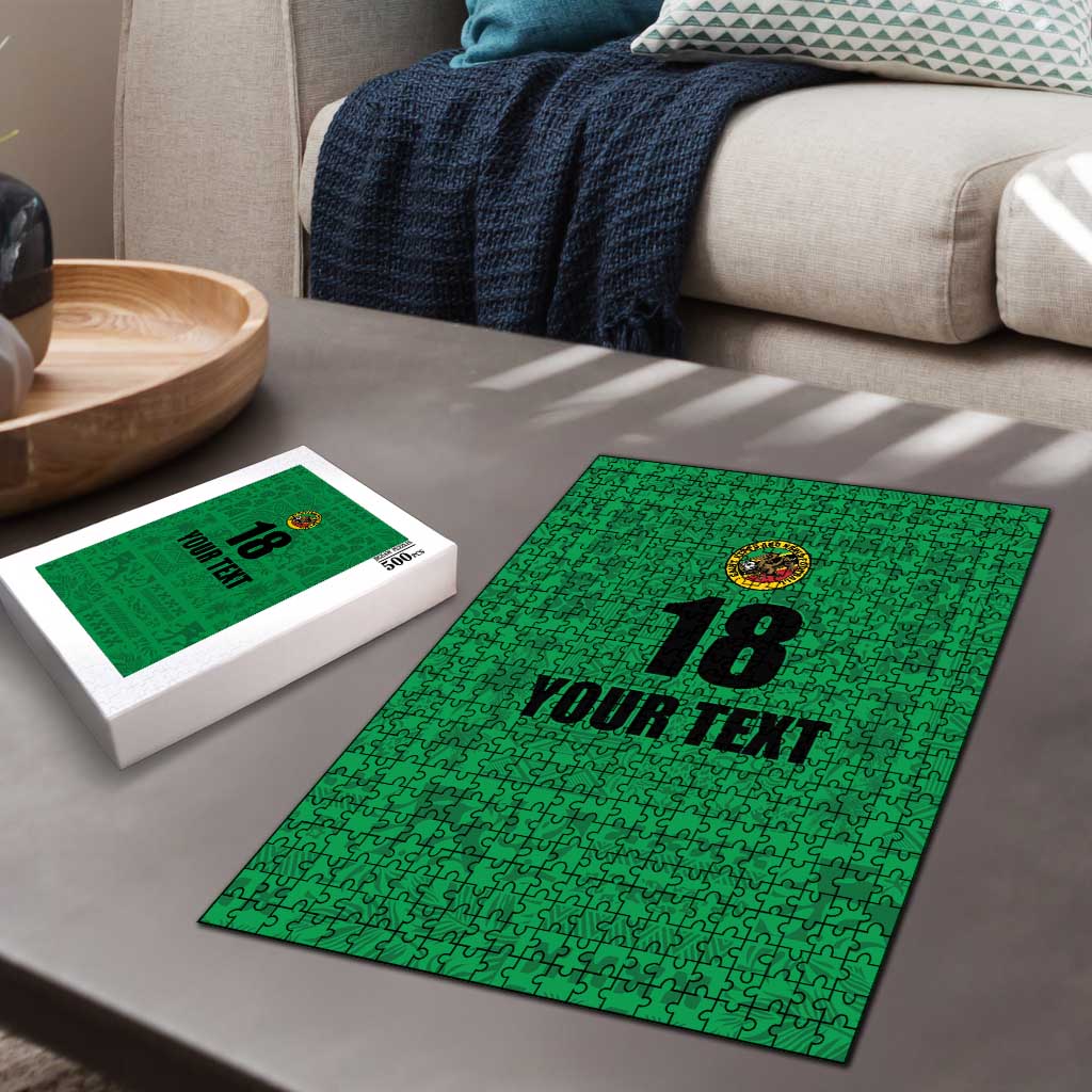 Custom Saint Kitts And Nevis Football Puzzle Sugar Boyz Green Version - Wonder Print Shop