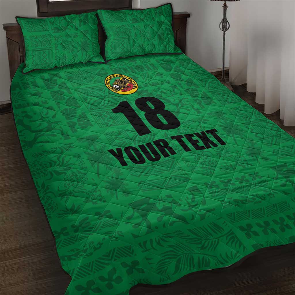 Custom Saint Kitts And Nevis Football Quilt Bed Set Sugar Boyz Green Version - Wonder Print Shop