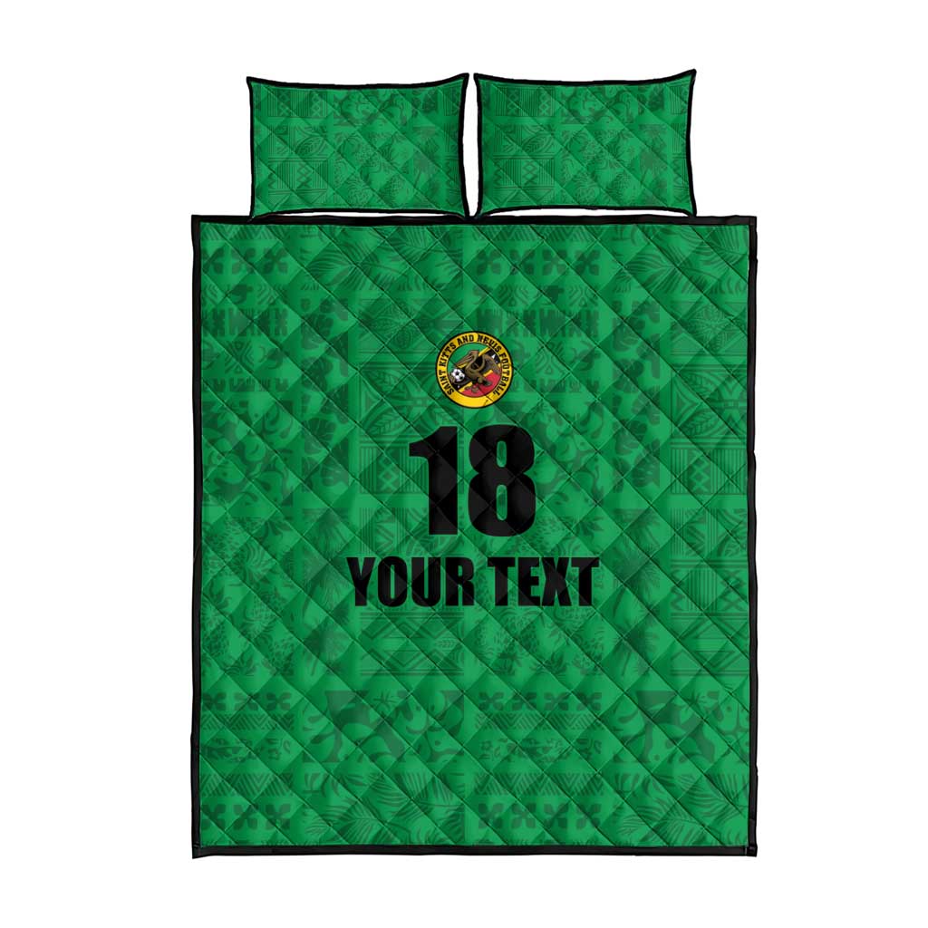 Custom Saint Kitts And Nevis Football Quilt Bed Set Sugar Boyz Green Version - Wonder Print Shop