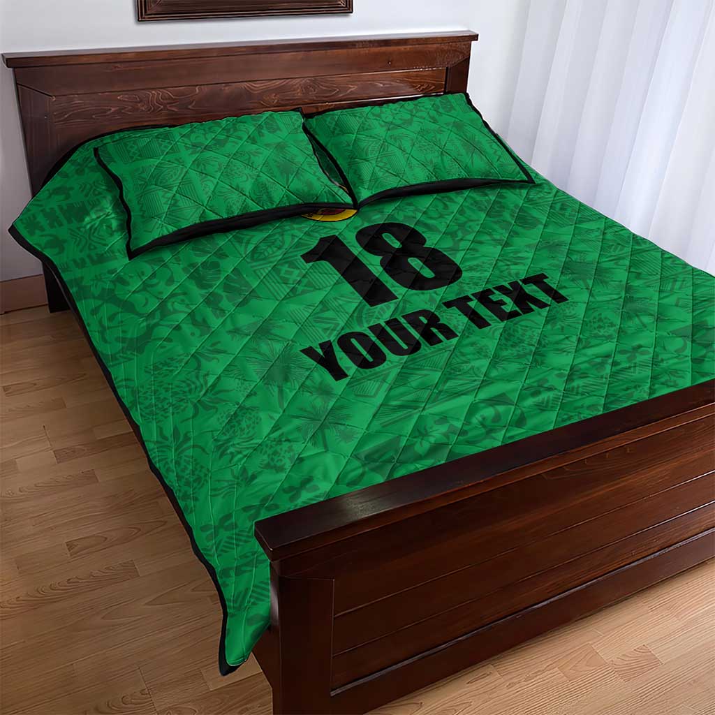 Custom Saint Kitts And Nevis Football Quilt Bed Set Sugar Boyz Green Version - Wonder Print Shop