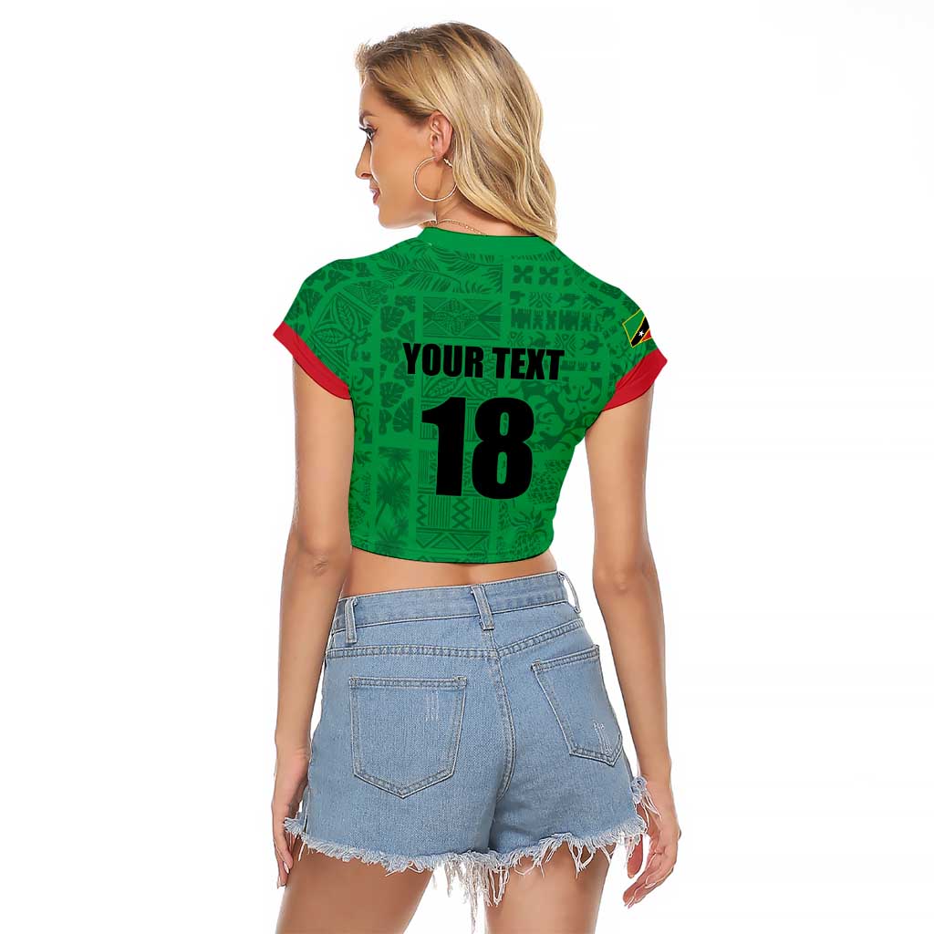 Custom Saint Kitts And Nevis Football Raglan Cropped T Shirt Sugar Boyz Green Version - Wonder Print Shop