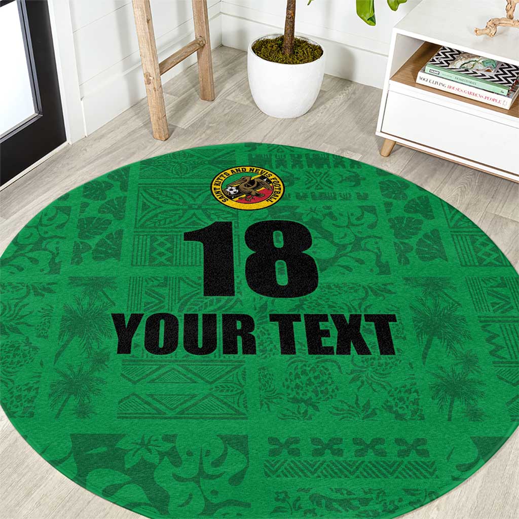 Custom Saint Kitts And Nevis Football Round Carpet Sugar Boyz Green Version - Wonder Print Shop