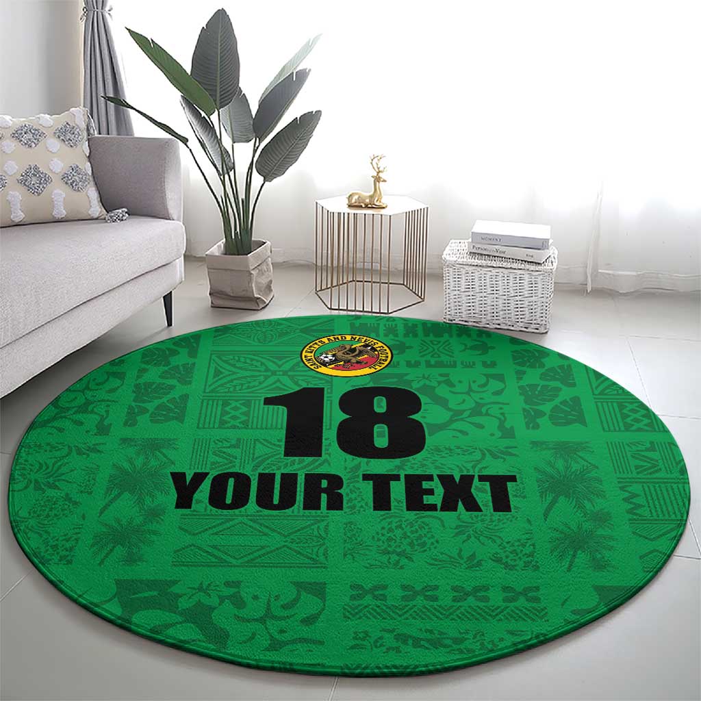 Custom Saint Kitts And Nevis Football Round Carpet Sugar Boyz Green Version - Wonder Print Shop