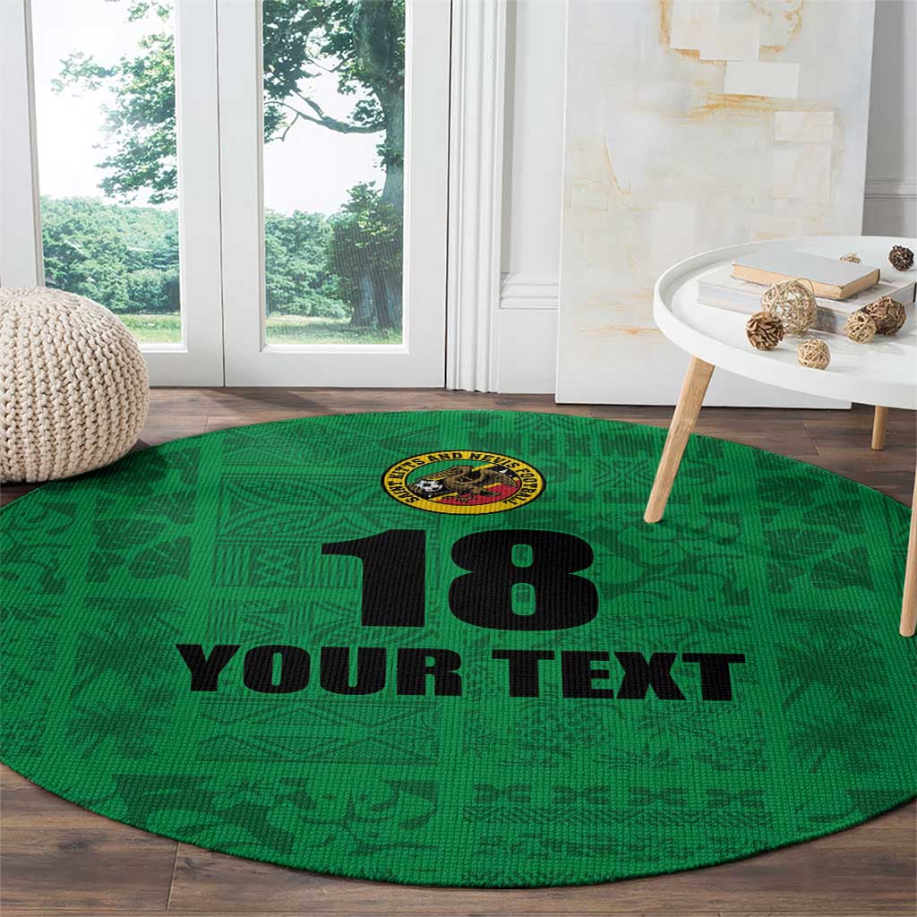Custom Saint Kitts And Nevis Football Round Carpet Sugar Boyz Green Version - Wonder Print Shop