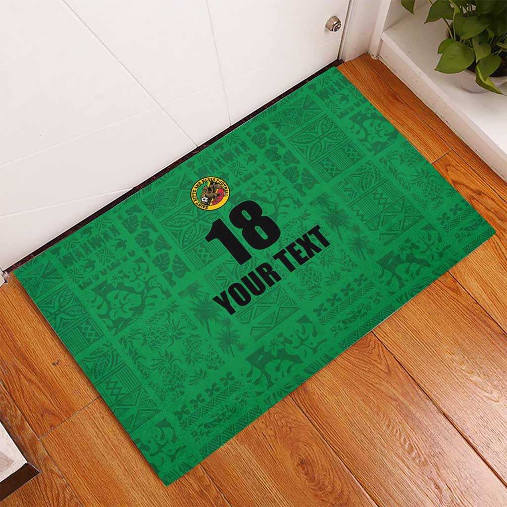 Custom Saint Kitts And Nevis Football Rubber Doormat Sugar Boyz Green Version - Wonder Print Shop