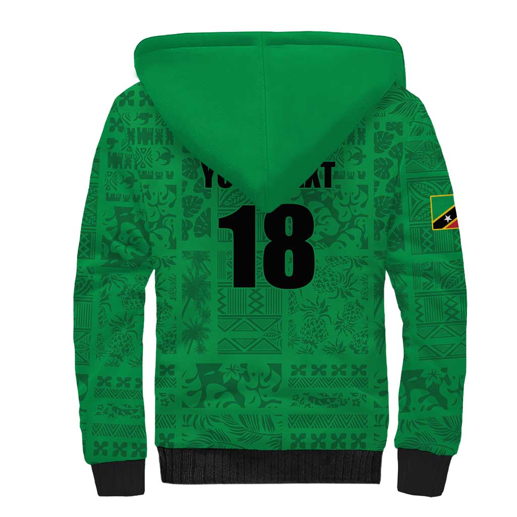 Custom Saint Kitts And Nevis Football Sherpa Hoodie Sugar Boyz Green Version - Wonder Print Shop