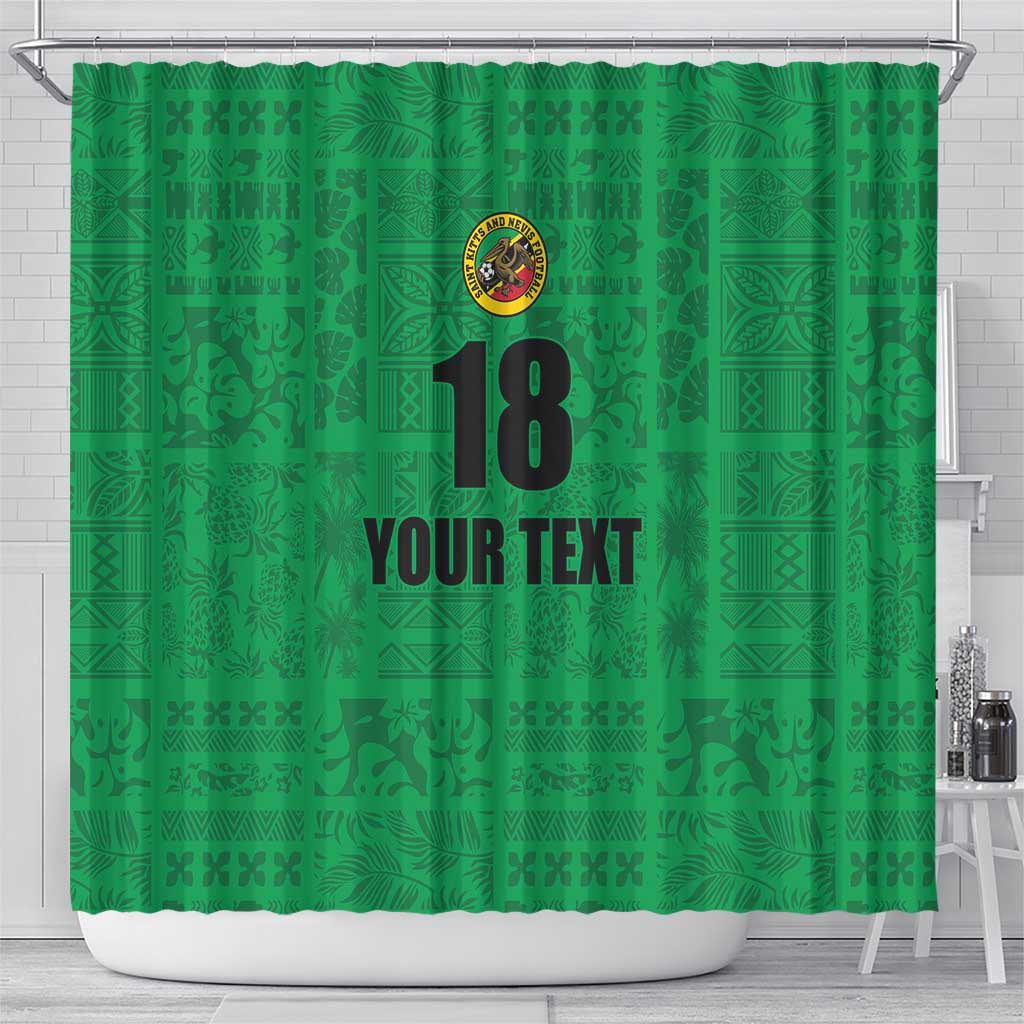 Custom Saint Kitts And Nevis Football Shower Curtain Sugar Boyz Green Version - Wonder Print Shop