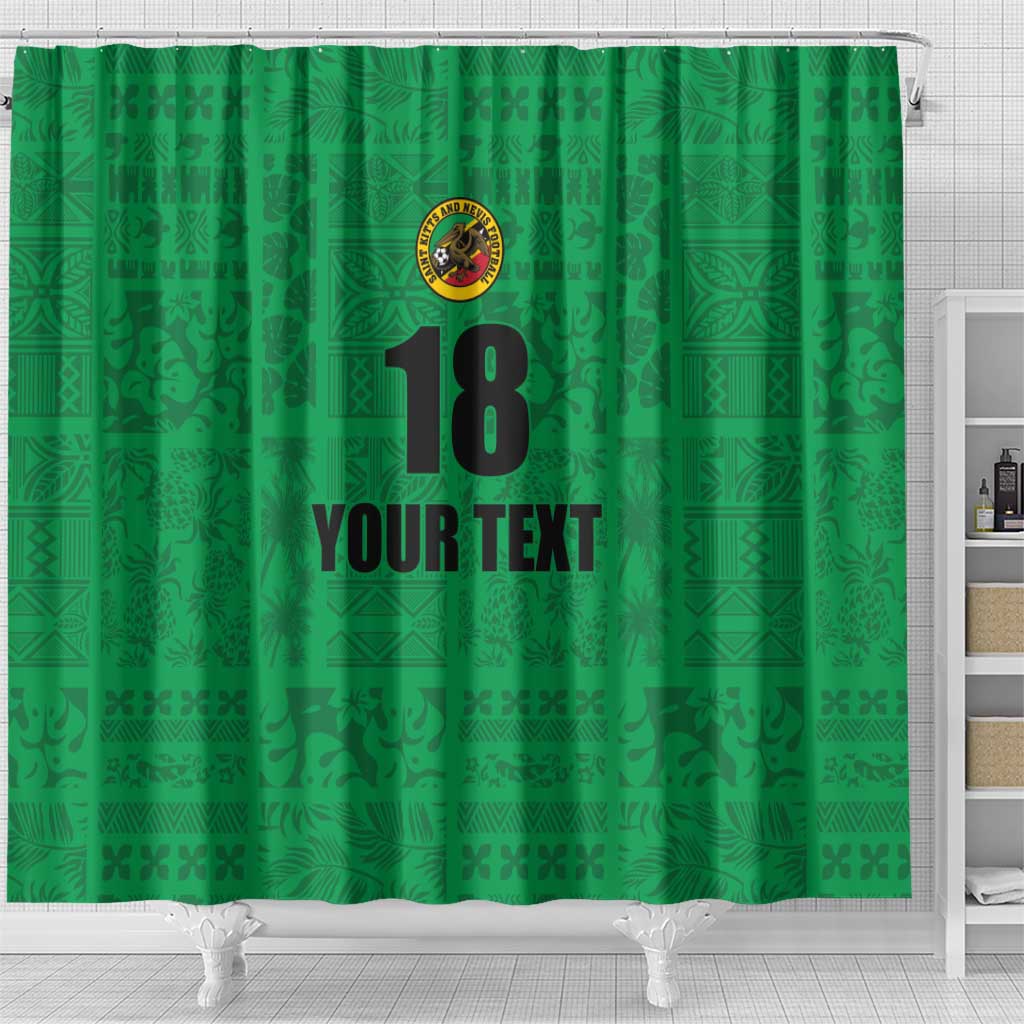Custom Saint Kitts And Nevis Football Shower Curtain Sugar Boyz Green Version - Wonder Print Shop