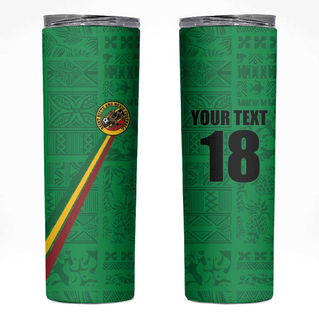 Custom Saint Kitts And Nevis Football Skinny Tumbler Sugar Boyz Green Version - Wonder Print Shop
