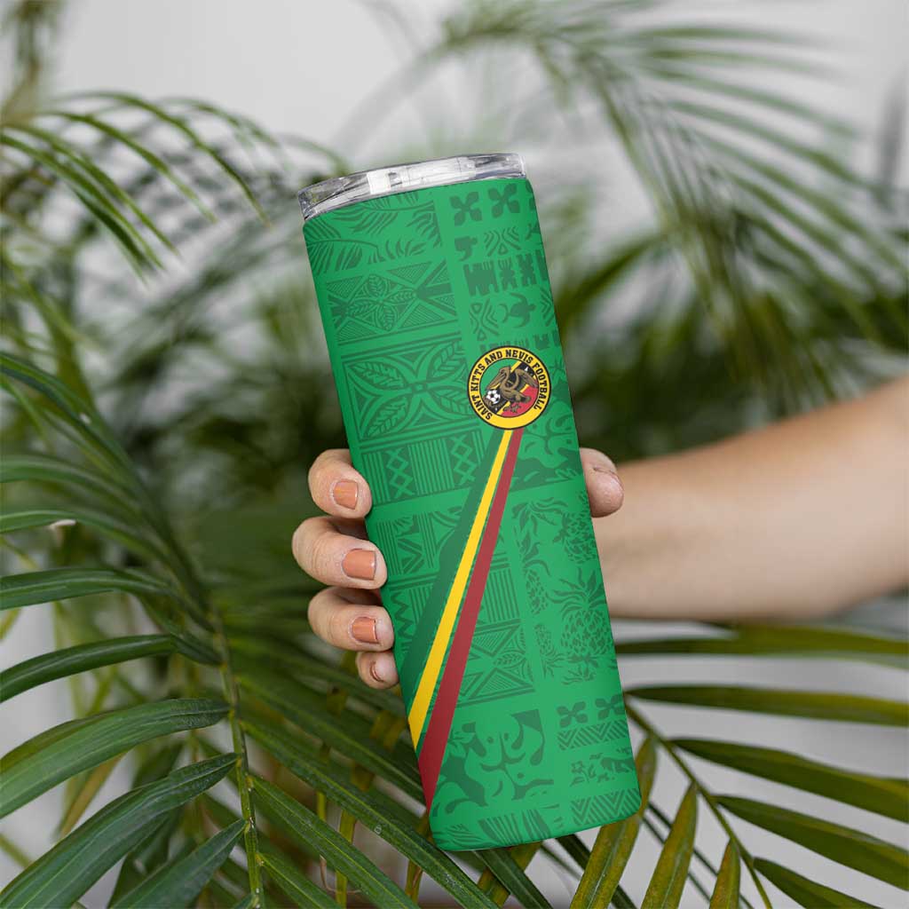 Custom Saint Kitts And Nevis Football Skinny Tumbler Sugar Boyz Green Version - Wonder Print Shop