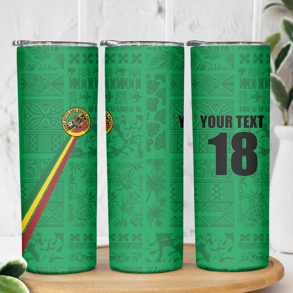 Custom Saint Kitts And Nevis Football Skinny Tumbler Sugar Boyz Green Version - Wonder Print Shop